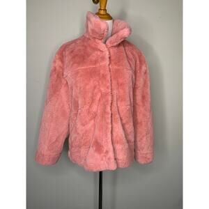 Coral Pink Faux Fur Jacket EUC Sz Medium